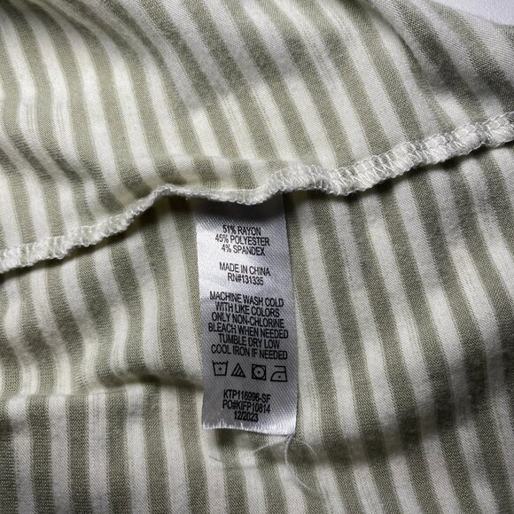 Nine Britton Rylan Double Flutter Cape Sleeve Womens M Tee Green Stripe Knit EUC - Picture 4 of 8